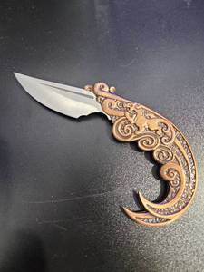 lot 3817 image: Decorative Copper Handle Stainless Steel Knife