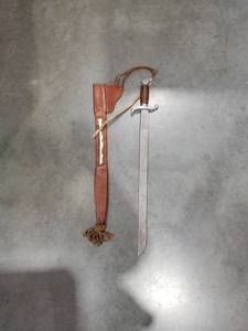 lot 3845 image: Military Style Sword with Leather Scabbard
