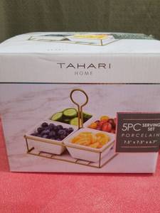 lot 3885 image: Tahari Home 5-Piece Porcelain Serving Set