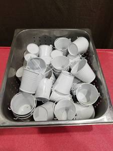 lot 3891 image: LOT OF 2 X 2 SMALL METAL WHITE PAILS
