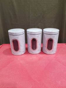 lot 3894 image: Marble Pattern Kitchen Canisters with Window