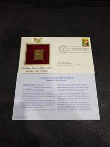 lot 3943 image: 2003 Holiday Music Makers Gold Stamp First Day Cover