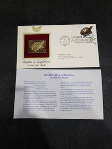 lot 3944 image: 2003 Ornate Box Turtle Gold Stamp First Day Cover