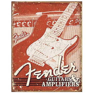 lot 3959 image: Fender - Weathered G&A Tin Sign - 12.5x16