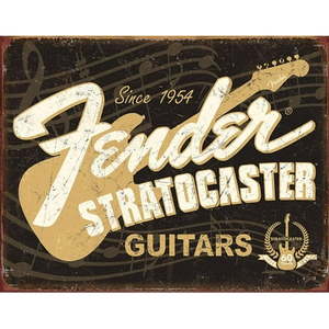 lot 3960 image: Fender Stratocaster 60th Tin Sign Tin Sign - 16x12.5