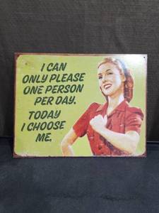 lot 3961 image: Retro Style Humor Metal Sign