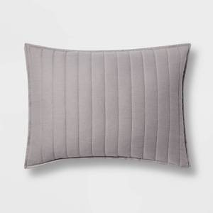 lot 9 image: Standard Reversible Faux Fur & Flannel Quilt Sham Gray - Threshold - Retail $15