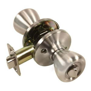 lot 10 image: Ultra Security Satin Nickel Bed and Bath Knob Right or Left Handed - Retail $30