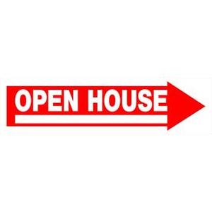 lot 26 image: 5028938 SIGN OPEN HOUSE 6X24   Hillman English White Open House Sign 6 in. H X 24 in. Lot of 3 - Retail $47