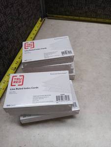 lot 43 image: StaplesTruRed 3x5 Line Ruled White 100 Count-Heavy Paper Index Cards 50993 - lot of 8 - Retail $24