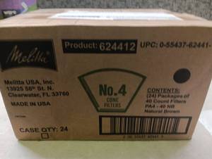 lot 92 image: Melitta No.4 Cone Coffee Filters - Bulk Case