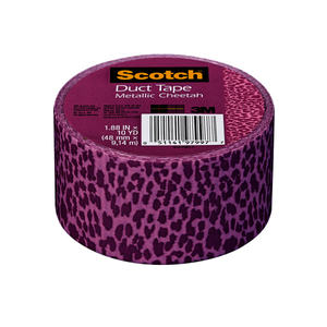 lot 97 image: Scotch Duct Tape, Purple Metallic Cheetah Pattern, 1.88 x 10 yd - Retail $28