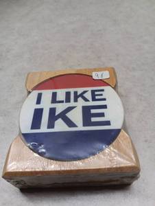 lot 98 image: I Like Ike Campaign Button coaster - Retail $22