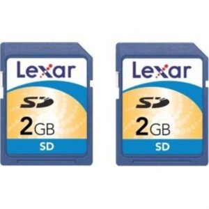 lot 109 image: lexar media 2gb sd memory card twin pack