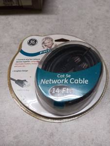 lot 118 image: Ge Cat 5e Network Cables 14 Foot Black 86246 life Time Warranty - Lot of 2 - Retail $12