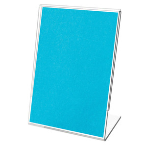 lot 123 image: Deflecto� Mini Tabletop Sign Holder  4 18 H x 3 W x 1 58 D  Clear  Pack Of 10 - Retail $35