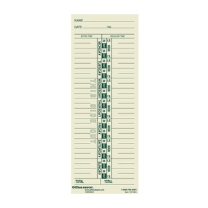 lot 124 image: OfficeMax Single-Name Weekly Time Cards  Pack Of 200