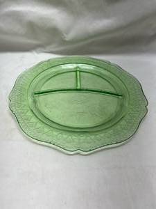 Depression Glass Green Divided Plate