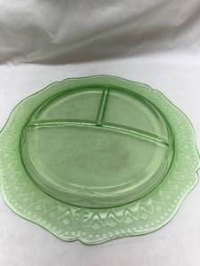Depression Glass Green Divided Plate