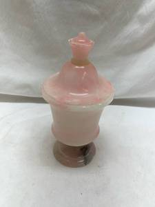 lot 141 image: Pink Glass Covered Candy Dish