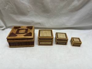 lot 149 image: Handcrafted Bamboo Storage Box Set