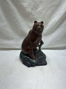 lot 166 image: Brown Bear Figurine on Rock Base