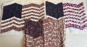 lot 213 image: Quilting Project Pieces, American Flag Decor, Tops Only, Needs Finished