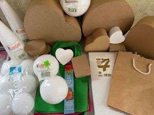 lot 196 image: Misc Crafts, Foam Pieces, Kraft Paper Roll, Shaped Cardboard Containers and MORE