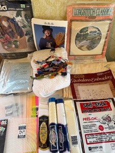 lot 145 image: Needlepoint Projects and Mesh Canvas, Some Projects are Started