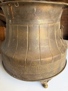 lot 18 image: Large Brass Pot, Legs are Bent, Please See Pictures
