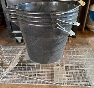 lot 55 image: Buckets (4) and Have-A-Hart Animal Trap