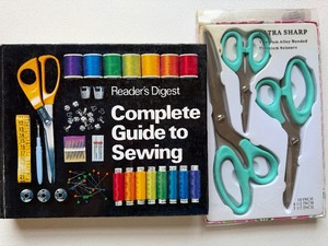 lot 169 image: Readers Digest Complete Guide to Sewing (1978) and New 3-Pack of Scissors