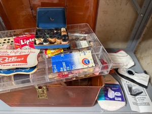 lot 170 image: Sewing Kit w Vintage Pins, Traveling Iron and MORE, Please Read DescriptionSee Pictures