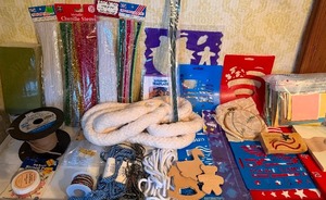 lot 186 image: Misc Crafts, Cord, Rope, Stencils, Cardstock Scrap Pack - Please See Pictures for Variety