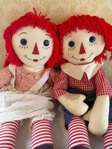 lot 355 image: Raggedy Ann and Andy Dolls, About 36