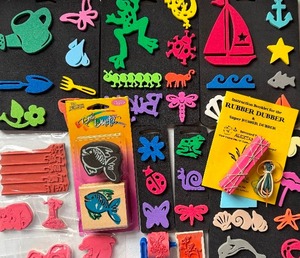 lot 385 image: Stamps, Rollers and More in a Plastic Bin