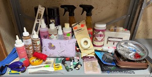 lot 423 image: Misc Crafts - Needles, Magnet Bowl, Adhesive, Fabric Marbling Kit and More- Please See Pictures for Variety