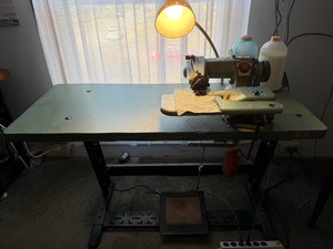 lot 442 image: US Blind Stitch Sewing Machine Attached to Table, Tuffy V Console Clutch Motor - Works Please Read Description