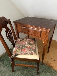 lot 456 image: Sewing Table and Chair, No Sewing Machine Attached
