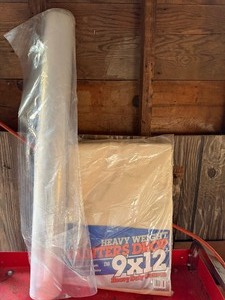 lot 96 image: Roll of Plastic and Heavy Duty Canvas, Painters Drop Cloth