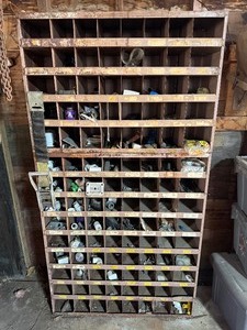 lot 771 image: Large Metal Cabinet w Contents, Please Read Description