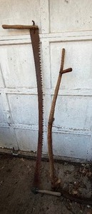 lot 773 image: Vintage 2-Man Crosscut Saw and Scythe