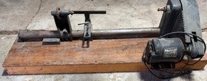 lot 74 image: Wood Lathe on Homemade Base