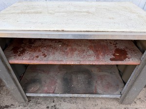 lot 792 image: Galley IndoorOutdoor Cabinet on Wheels, Has Been Stored Outside