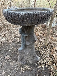 lot 815 image: Squirrel Bird Bath, Concrete, 2 Pieces