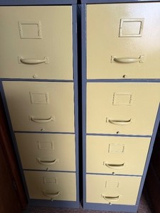 lot 457 image: Metal File 4-Drawer Cabinets, Drawers are Painted