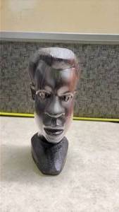 African Ebony Wood Carved Head Sculpture