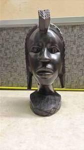 African Ebony Wood Carved Bust