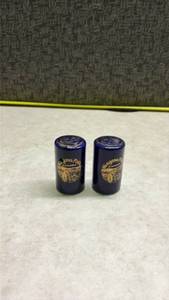 lot 976 image: Niagara Falls Canada Cobalt Blue Salt and Pepper Shakers - Crakes on 1 of Them and Small Hole(SS)