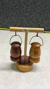 lot 977 image: Indian City Salt and Pepper Shaker Set with Stand.  (SS)